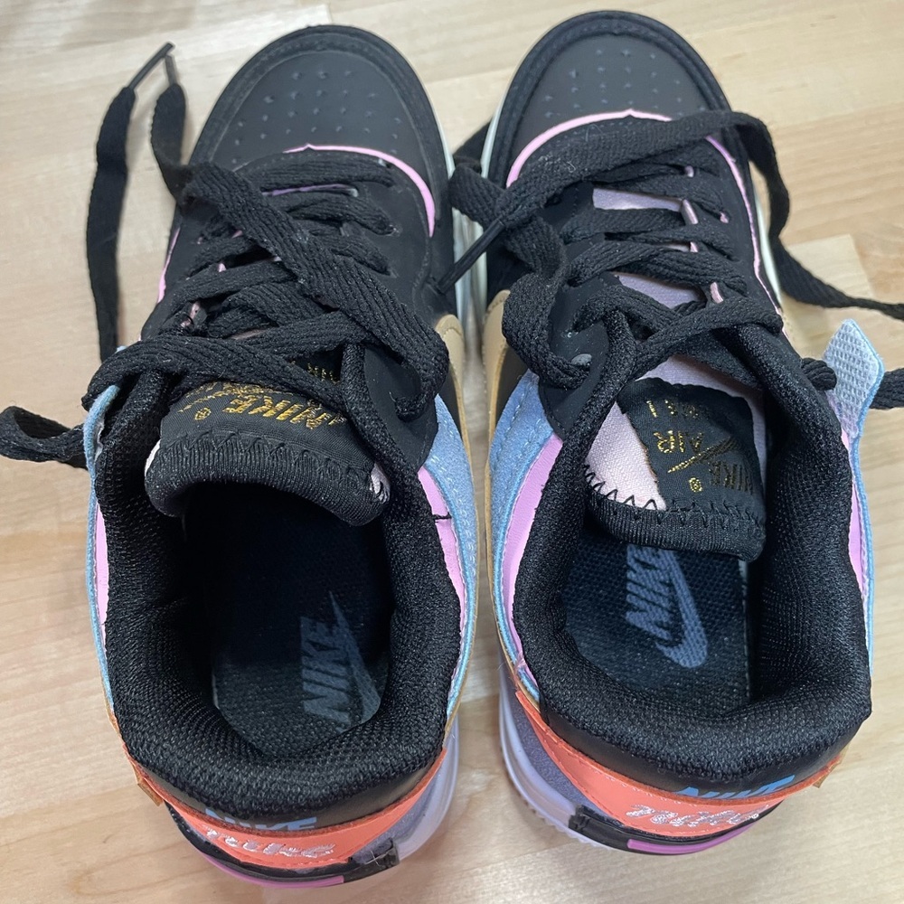 Kids Black Sneakers with Peach Accent and Pink Trim - Picture 9 of 10